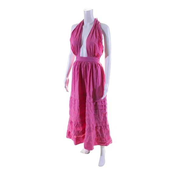 NEW RUE STIIC Sierra Backless Halter Maxi Dress Bright Pink XS - Picture 9 of 12